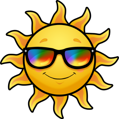 A small Dozito mascot icon looking like a sun with sunglasses
